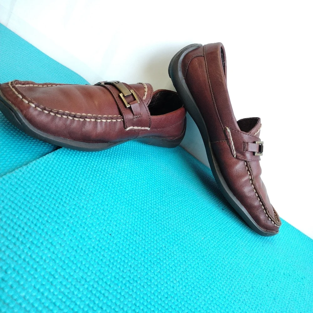 Structure Marathon Mens Leather Lined Slip On Loafers Brown 9.5M